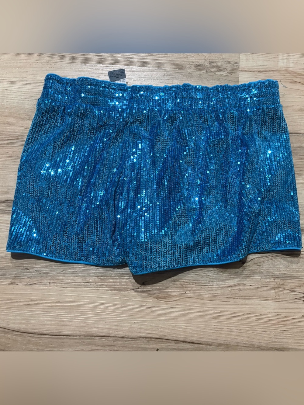 SHEIN Turquoise Sequin Mini Shorts with Elastic Waist